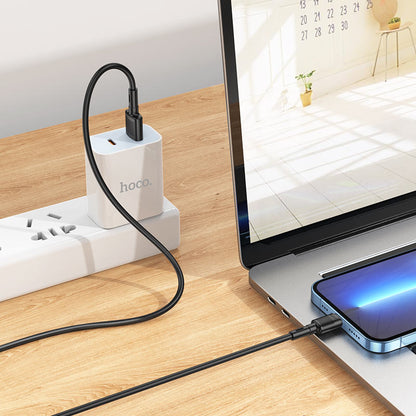 Cablu Date si Incarcare USB-A - Lightning HOCO X83 Victory, 18W, 1m, Negru