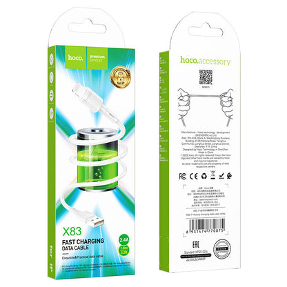 Cablu Date si Incarcare USB-A - Lightning HOCO X83 Victory, 18W, 1m, Alb