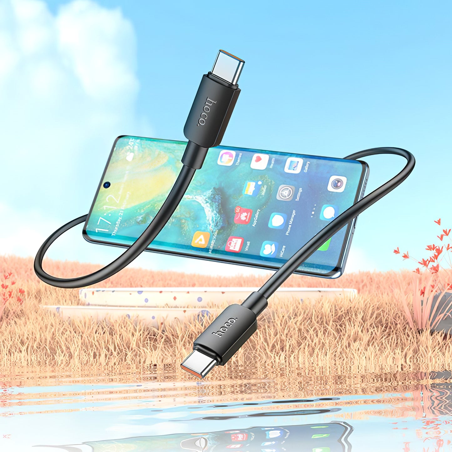 Cablu Date si Incarcare USB-C - USB-C HOCO X96, 100W, 1m, Negru