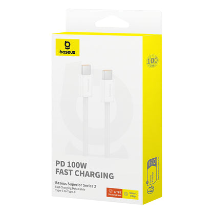 Cablu Date si Incarcare USB-C - USB-C Baseus Superior Series 2, 100W, 1m, Alb P10365200211-03