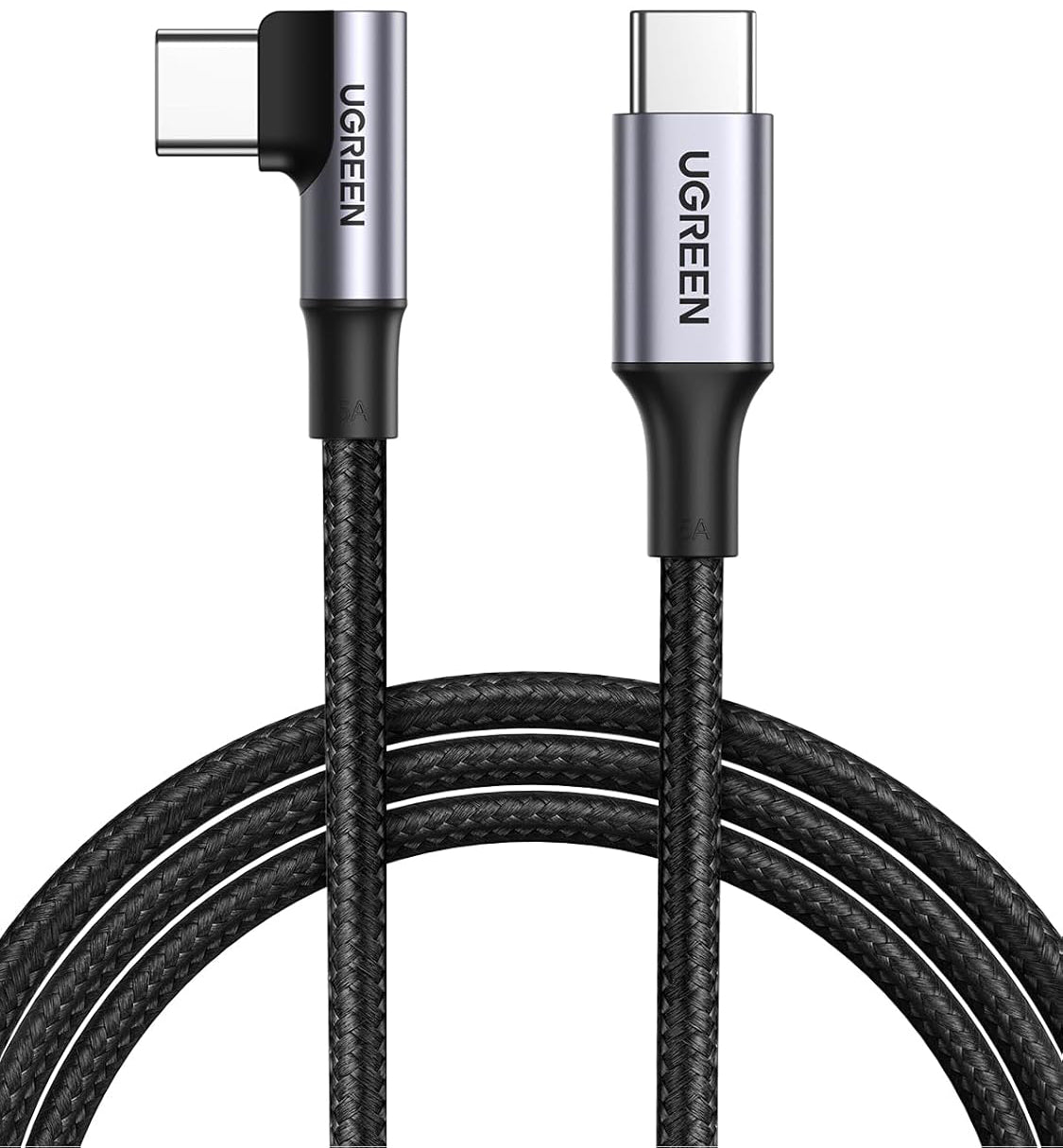 Cablu Date si Incarcare USB-C - USB-C UGREEN US334 Angled, 100W, 1m, Negru