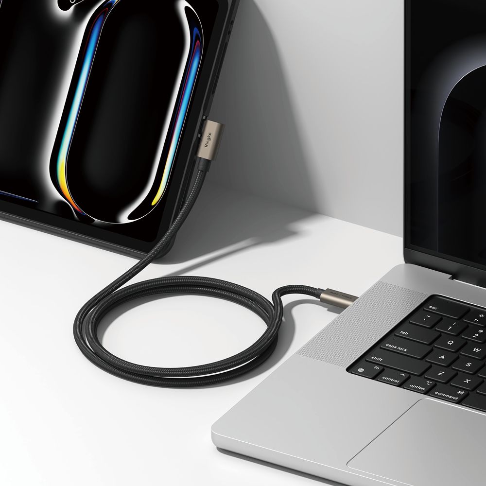 Cablu Date si Incarcare USB-C - USB-C Ringke 2X2 Angled, 240W, 1m, Negru