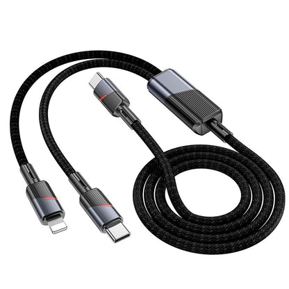 Cablu Date si Incarcare USB-C - Lightning / USB-C HOCO U139 2in1, 100W, 1.2m, Negru