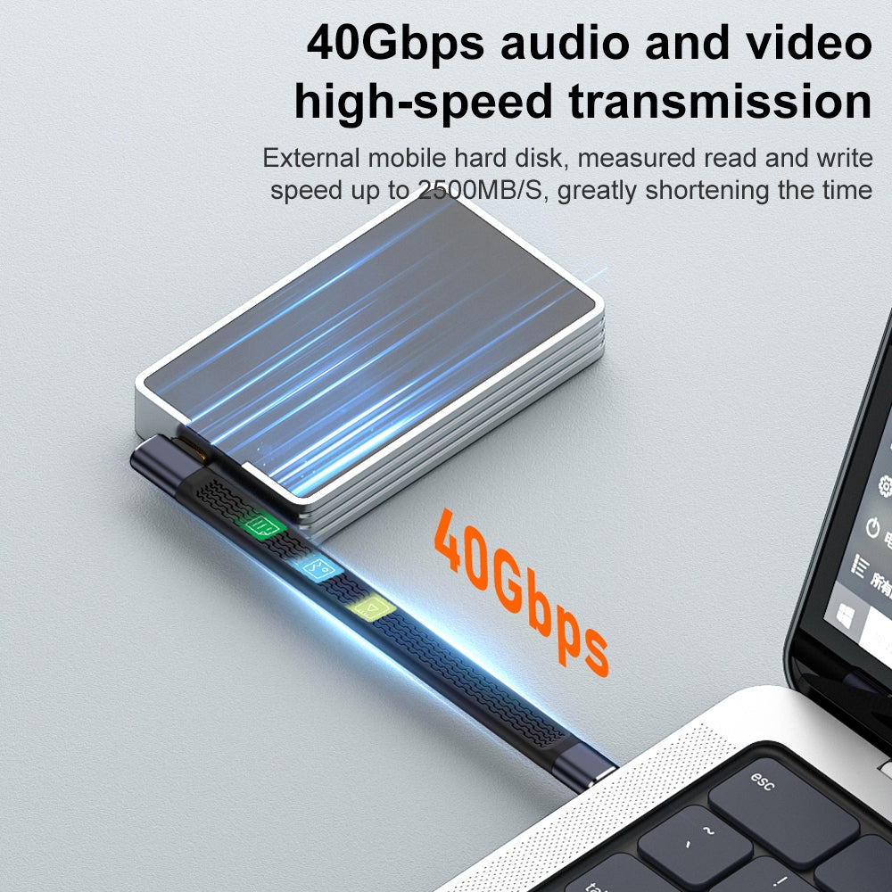 Cablu Date si Incarcare USB-C - USB-C OEM Angled 8K Video Version 3, 240W, 0.15m, Negru