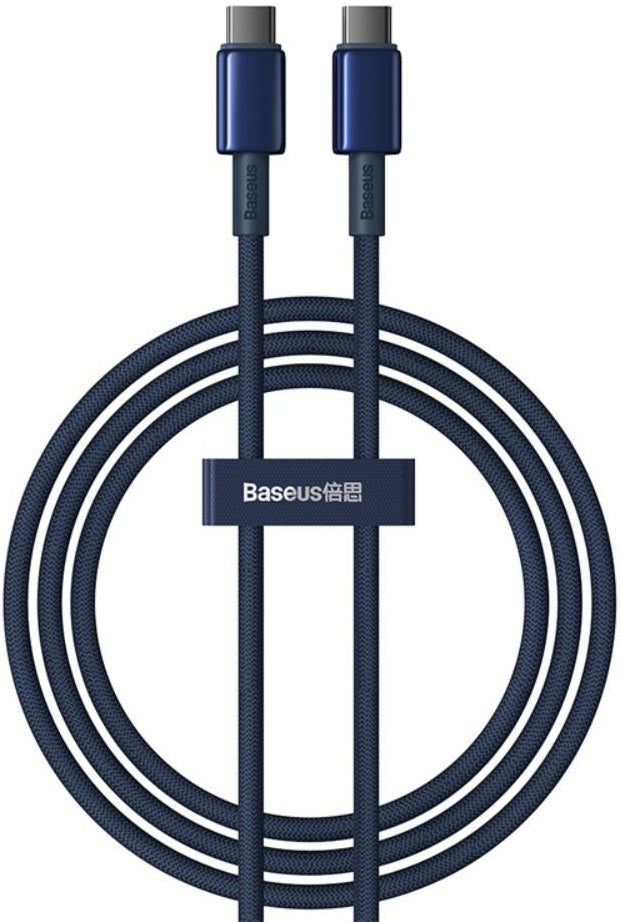 Cablu Date si Incarcare USB-C - USB-C Baseus Tungsten Gold, 100W, 2m, Bleumarin P10319800321-04