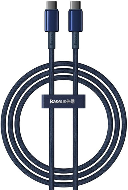 Cablu Date si Incarcare USB-C - USB-C Baseus Tungsten Gold, 100W, 2m, Bleumarin P10319800321-04