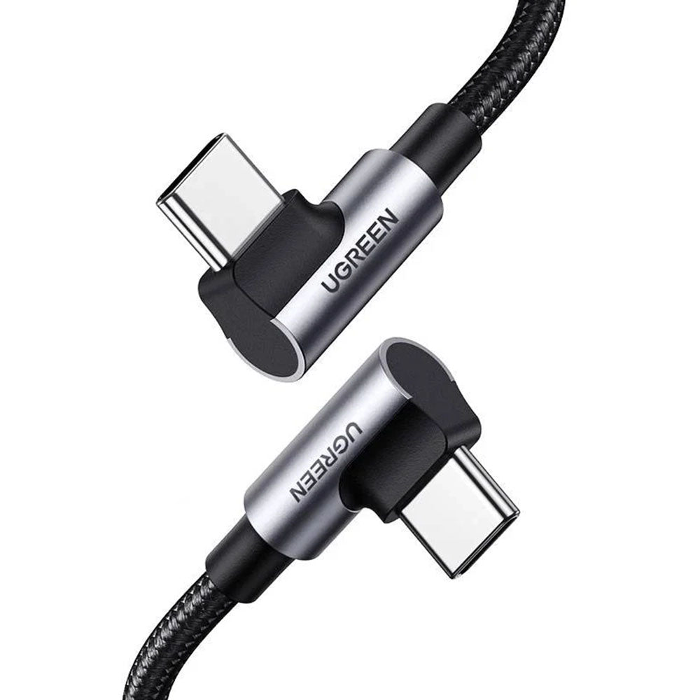 Cablu Date si Incarcare USB-C - USB-C UGREEN US335 Angled, 100W, 2m, Negru