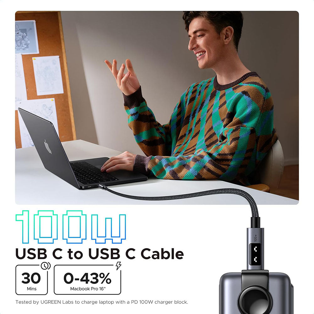 Cablu Date si Incarcare USB-C - USB-C UGREEN L509, 100W, 1m, Gri