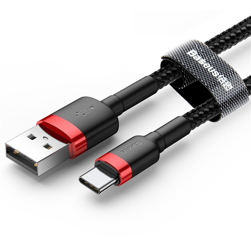 Cablu Date si Incarcare USB-A - USB-C Baseus Cafule, 18W, 3m, Rosu CATKLF-U91