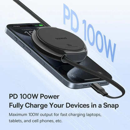 Cablu Date si Incarcare USB-C - USB-C Baseus Pathfinder Retractable, 100W, 1m, Negru P10368400111-00