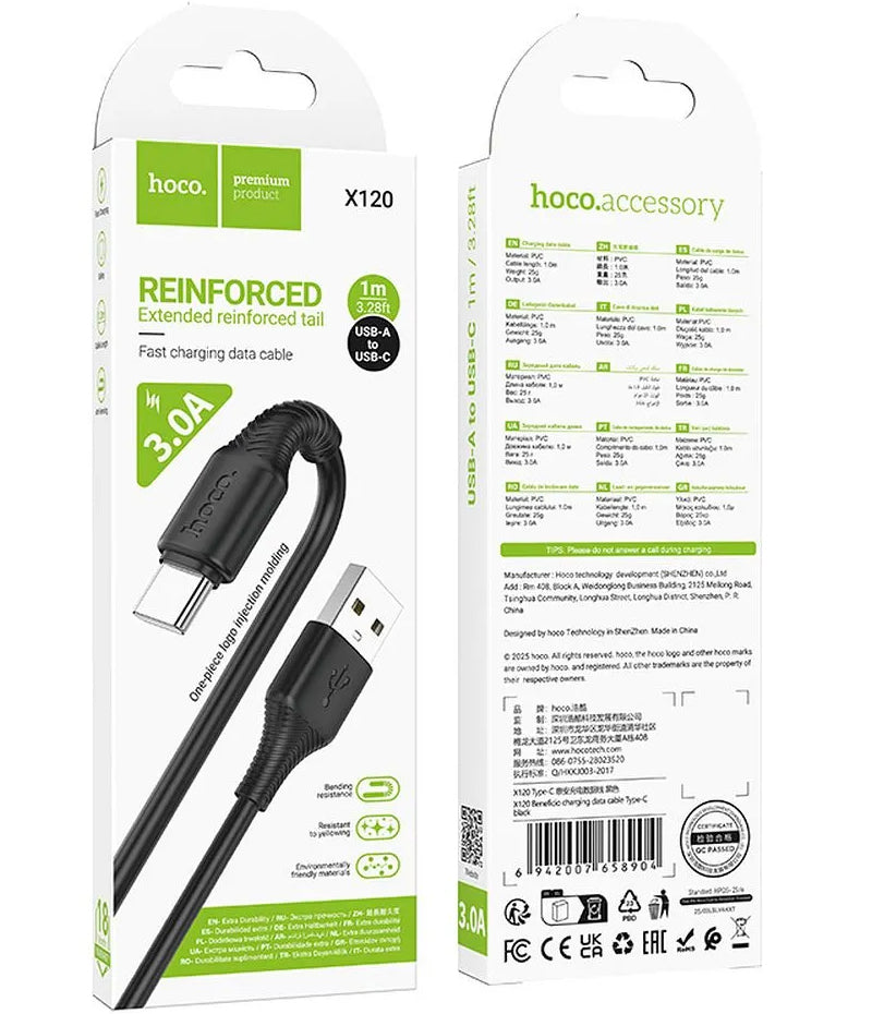Cablu Date si Incarcare USB-A - USB-C HOCO X120, 60W, 1m, Negru