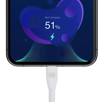 Cablu Date si Incarcare USB-A - Lightning 3MK Hyper, 12W, 1.2m, Alb