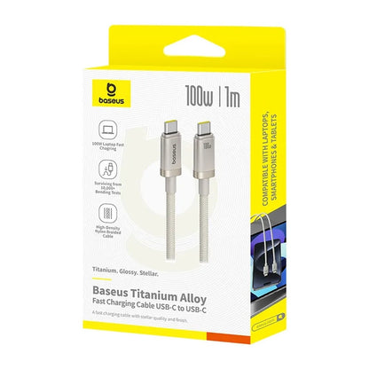 Cablu Date si Incarcare USB-C - USB-C Baseus Titanium, 100W, 1m, Argintiu P10378100G21-00