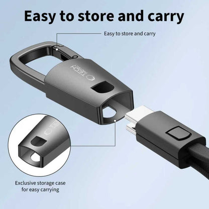 Cablu Date si Incarcare USB-C - USB-C Tech-Protect Ultraboost DNA Keychain, 60W, 0.17m, Gri