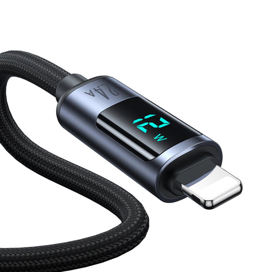 Cablu Date si Incarcare USB-A - Lightning Joyroom S-A16 Prism Display, 12W, 1.2m, Negru