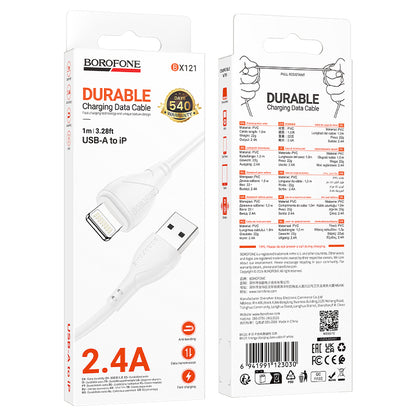 Cablu Date si Incarcare USB-A - Lightning Borofone BX121 Energy, 18W, 1m, Alb