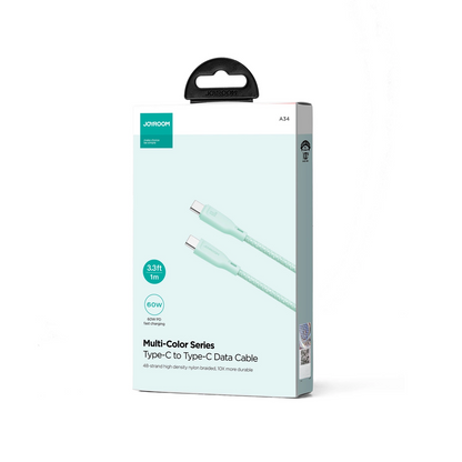 Cablu Date si Incarcare USB-C - USB-C Joyroom S-A34, 60W, 1m, Verde