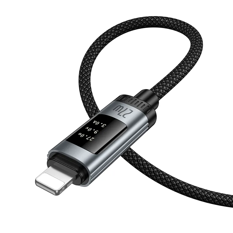 Cablu Date si Incarcare USB-C - Lightning HOCO Display U148, 27W, 1.2m, Negru