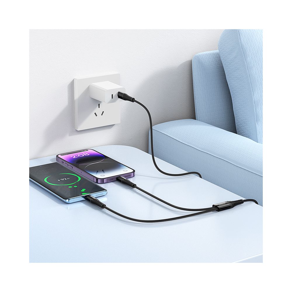 Cablu Incarcare USB-C - Lightning / USB-C HOCO X123, 10W, 1m, Negru