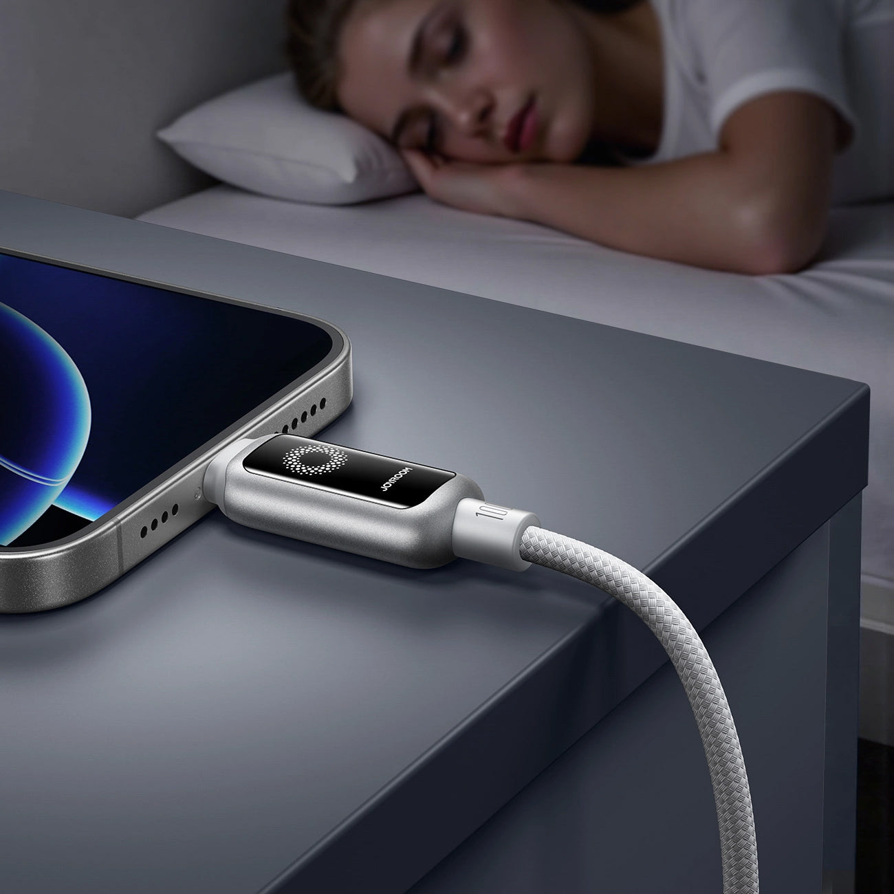 Cablu Date si Incarcare USB-C - USB-C Joyroom S-A55 StarFlight Display, 100W, 1.2m, Alb