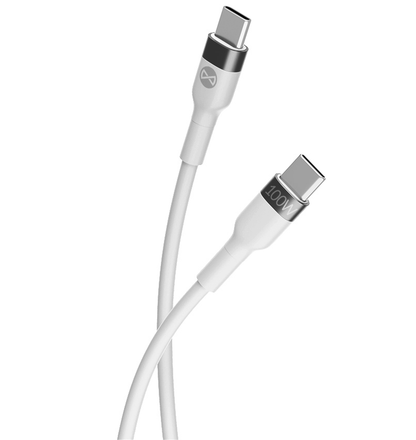 Cablu Date si Incarcare USB-C - USB-C Forever Flexible, 100W, 2m, Alb