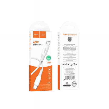Cablu Date si Incarcare USB-C - USB-C HOCO X70, 60W, 1m, Alb