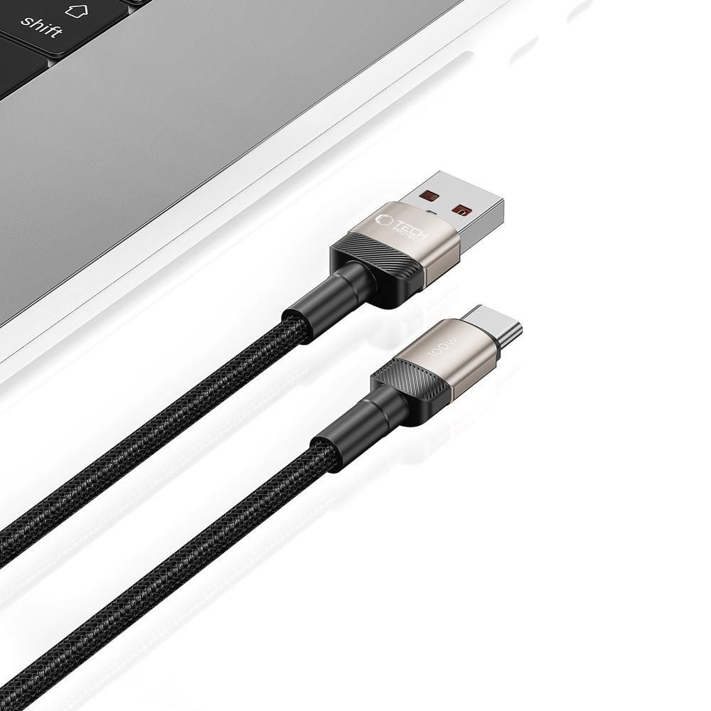 Cablu Date si Incarcare USB-A - USB-C Tech-Protect Ultraboost EVO, 100W, 1m, Argintiu