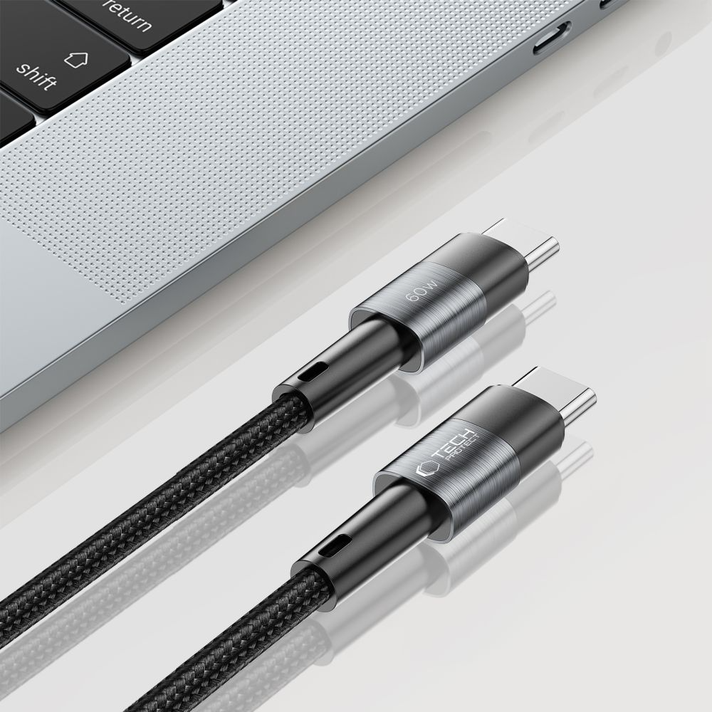 Cablu Date si Incarcare USB-C - USB-C Tech-Protect Ultraboost, 60W, 2m, Gri