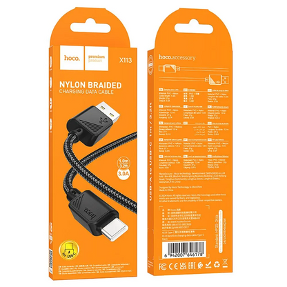 Cablu Date si Incarcare USB-A - USB-C HOCO X113, 18W, 1m, Negru