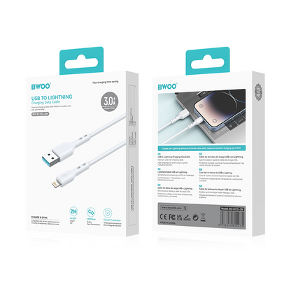 Cablu Date si Incarcare USB-A - Lightning BWOO BO-X172L-2M, 15W, 2m, Alb
