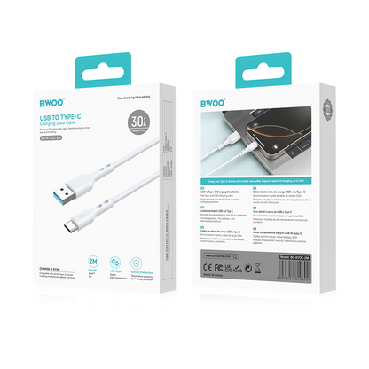 Cablu Date si Incarcare USB-A - USB-C BWOO BO-X172C-2M, 15W, 2m, Alb