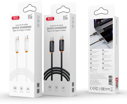 Cablu Date si Incarcare USB-C - USB-C XO Design NB-Q302B, 60W, 1m, Negru