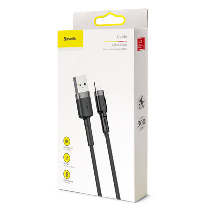 Cablu Date si Incarcare USB-A - Lightning Baseus Cafule, 18W, 3m, Gri CALKLF-RG1
