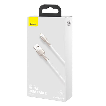 Cablu Date si Incarcare USB-A - Lightning Baseus Cafule Metal Series, 18W, 2m, Alb CALJK-B02