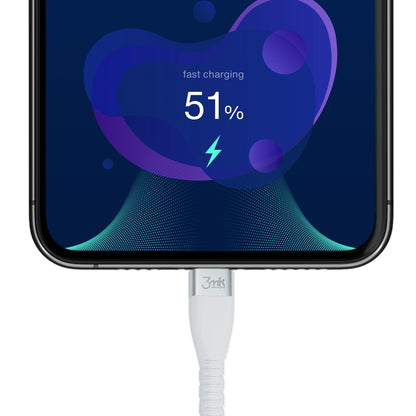 Cablu Date si Incarcare USB-C - USB-C 3MK Hyper Silicone, 60W, 1m, Alb