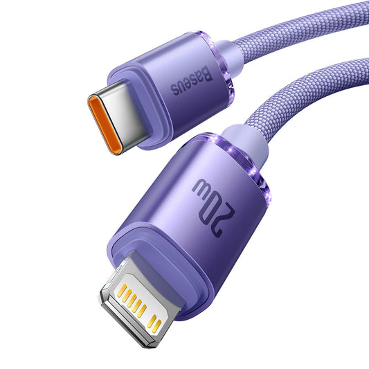 Cablu Date si Incarcare USB-C - Lightning Baseus Crystal Shine Series, 20W, 2m, Mov CAJY000305