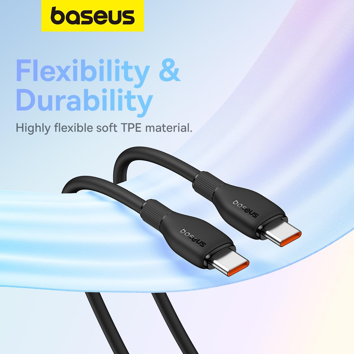 Cablu Date si Incarcare USB-C - USB-C Baseus Pudding, 100W, 2m, Negru P10355702111-01