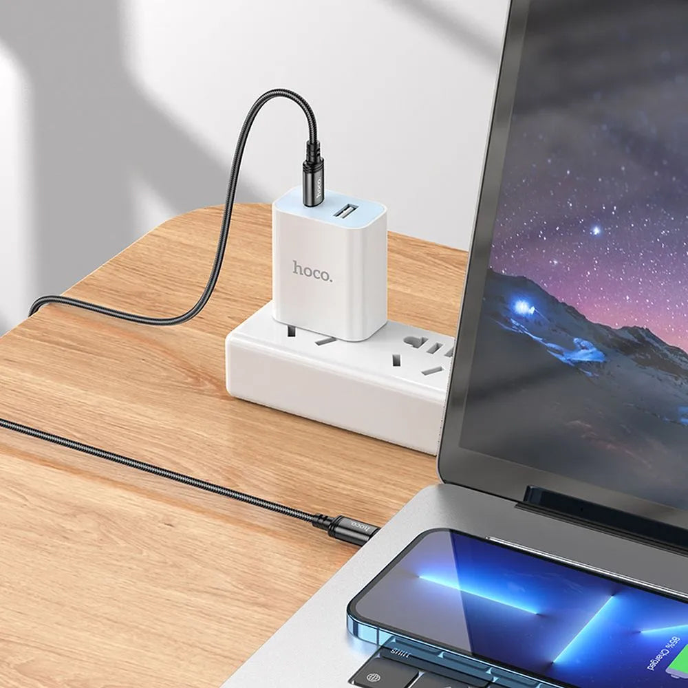 Cablu Date si Incarcare USB-C - USB-C HOCO X89, 60W, 2m, Negru