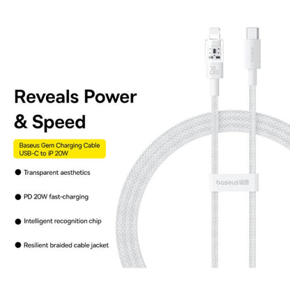 Cablu Date si Incarcare USB-C - Lightning Baseus Gem, 20W, 1m, Alb P10373001211-00