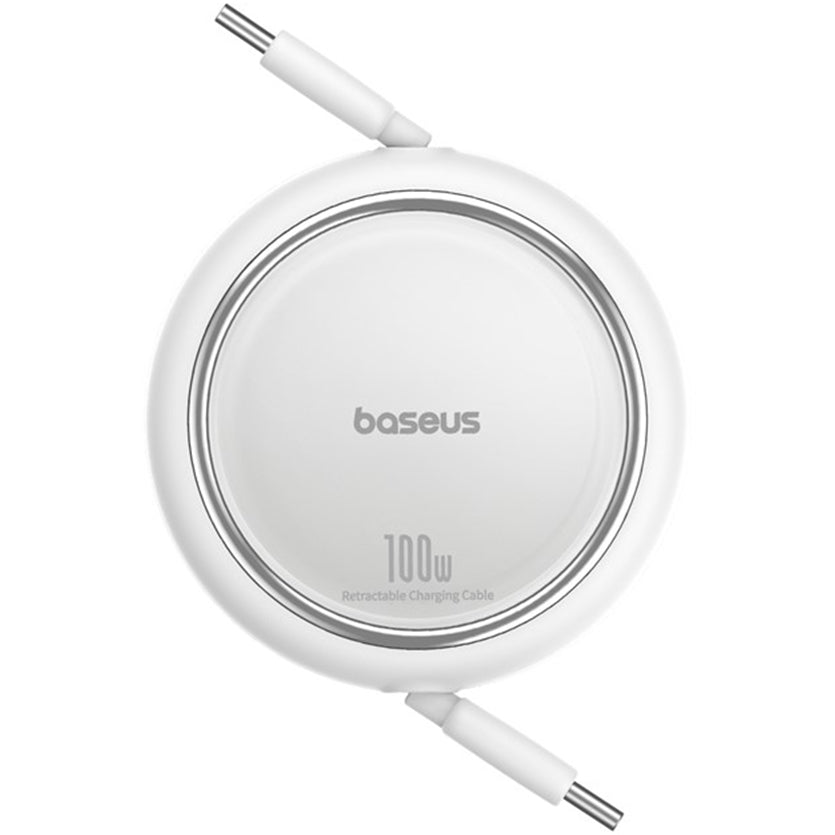 Cablu Date si Incarcare USB-C - USB-C Baseus Free2Draw Mini Retractable, 100W, 1m, Alb P10364500211-00