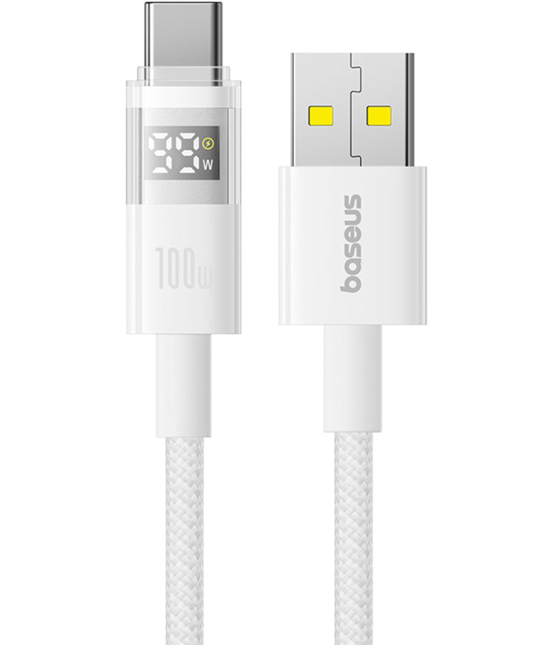 Cablu Date si Incarcare USB-A - USB-C Baseus Display 2, 100W, 1m, Alb P10382701211-00
