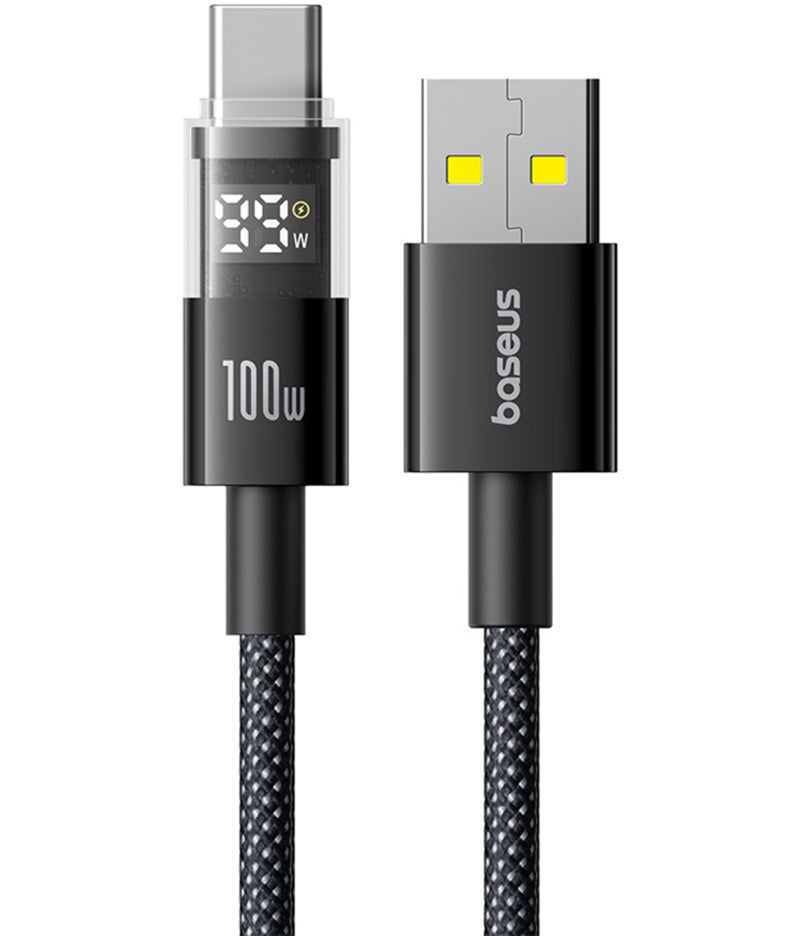Cablu Date si Incarcare USB-A - USB-C Baseus Display 2, 100W, 1m, Negru P10382701121-00