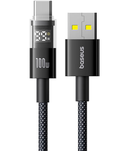 Cablu Date si Incarcare USB-A - USB-C Baseus Display 2, 100W, 1m, Negru P10382701121-00