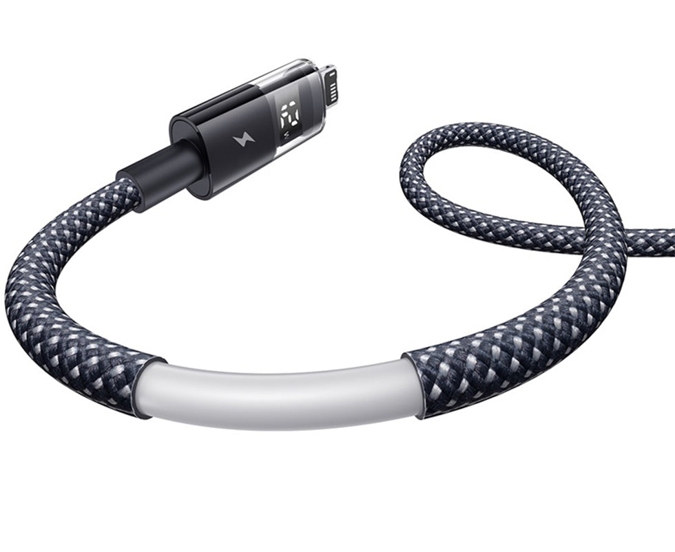 Cablu Date si Incarcare USB-A - Lightning Baseus Display 2, 18W, 1m, Negru P10382700121-00