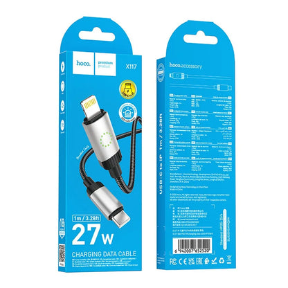 Cablu Date si Incarcare USB-C - Lightning HOCO X117, 27W, 1m, Negru