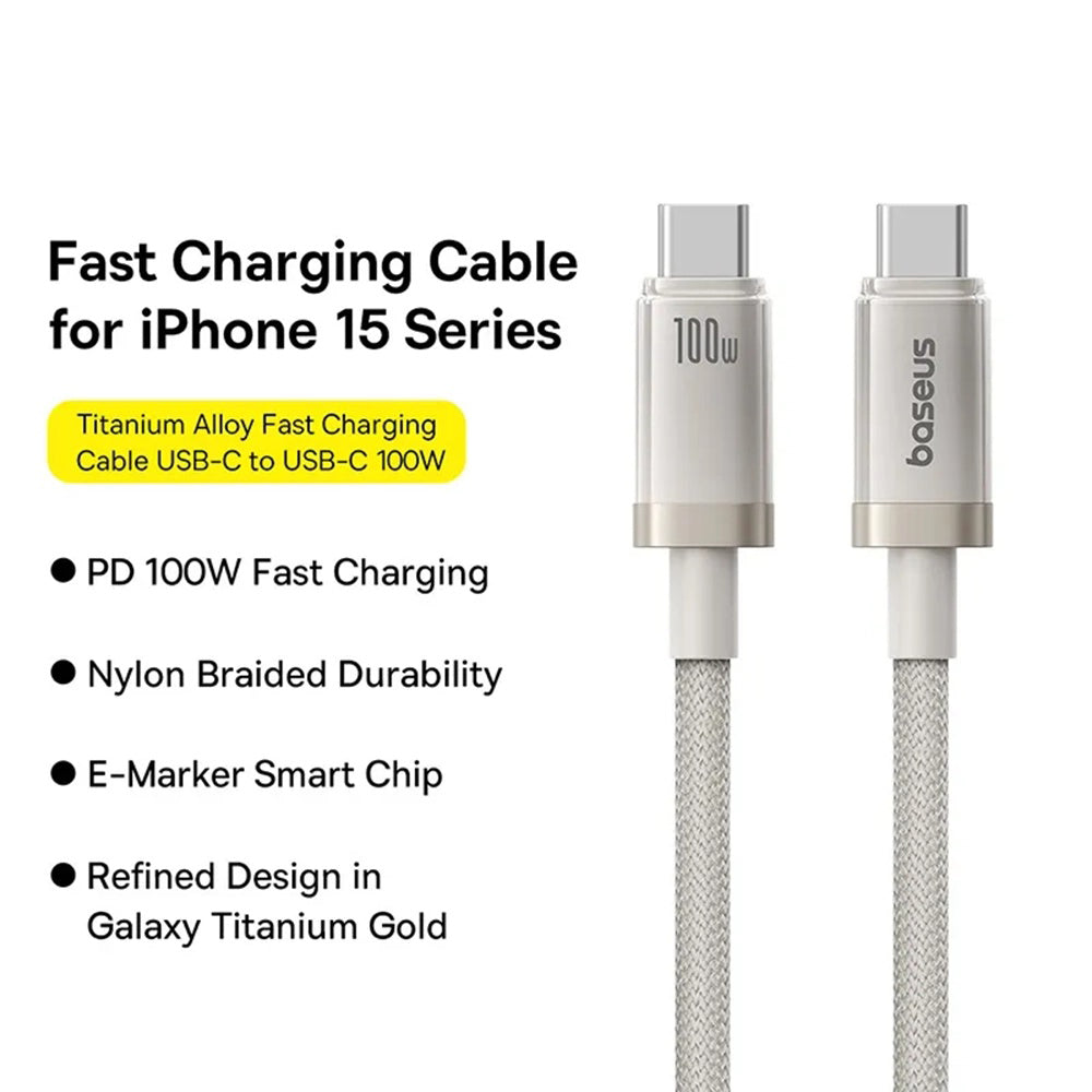Cablu Date si Incarcare USB-C - USB-C Baseus Titanium, 100W, 1m, Argintiu P10378100G21-00