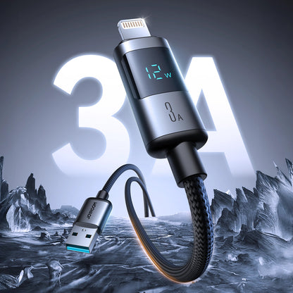 Cablu Date si Incarcare USB-A - Lightning Joyroom S-A16 Pro Prism Display, 12W, 1.2m, Negru