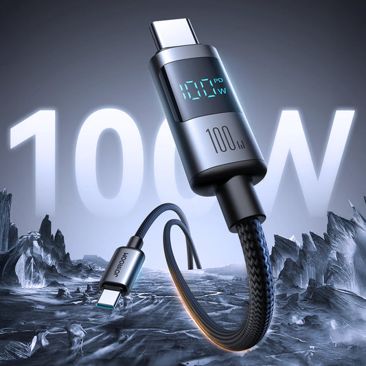 Cablu Date si Incarcare USB-C - USB-C Joyroom S-A16 Pro Prism Display, 100W, 1.2m, Negru