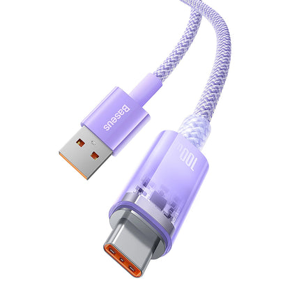Cablu Date si Incarcare USB-A - USB-C Baseus Explorer, 100W, 1m, Mov CATS010405