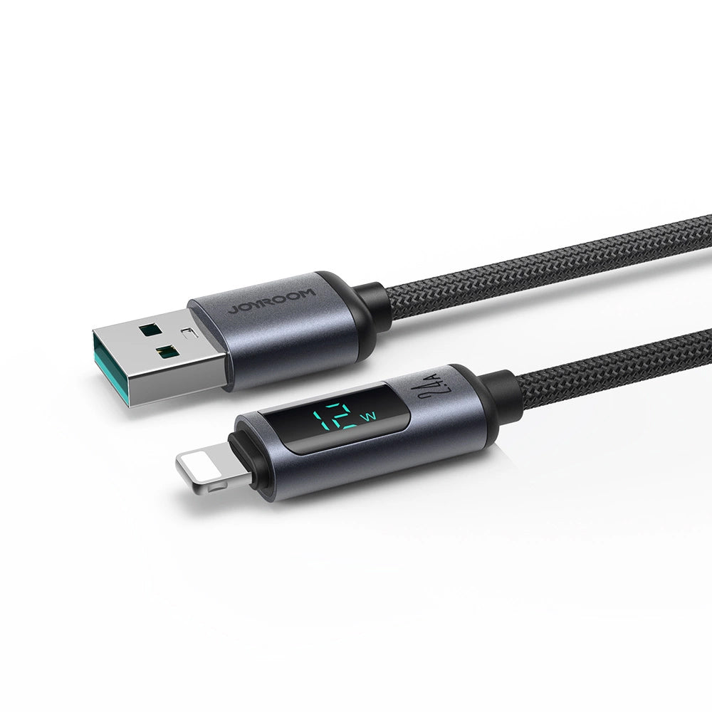 Cablu Date si Incarcare USB-A - Lightning Joyroom S-A16 Prism Display, 12W, 1.2m, Negru